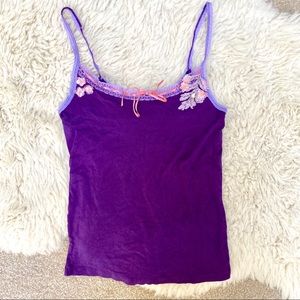 FREE PEOPLE purple lilac lace and flower tank top